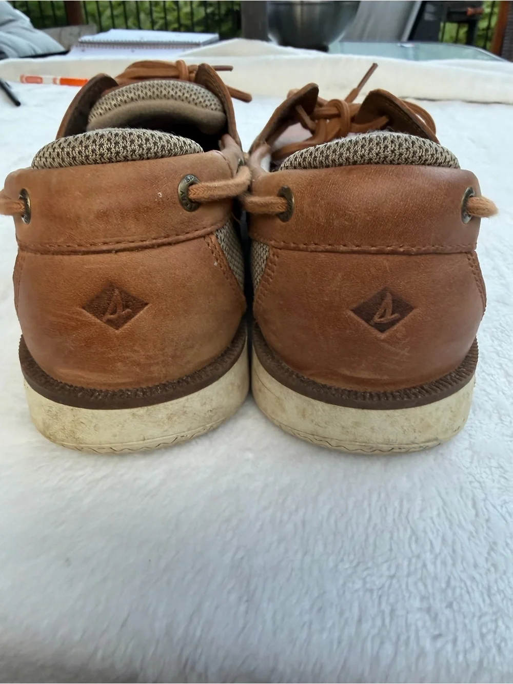 Sperry Surveyor 2-Eye Mens Boat Shoes Size 10 M Brown Leather Mesh STS22067 Read